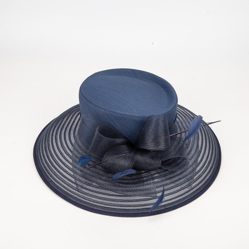 Sun Top Hat Straw Hat with Mesh Yarn Decoration