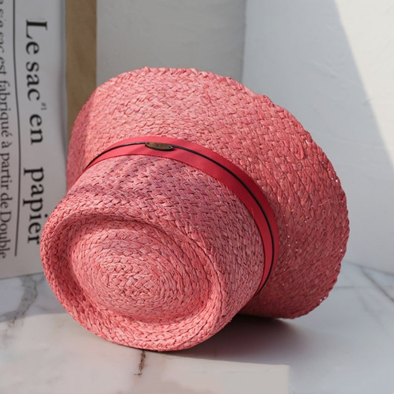 Straw Sun Hat with Webbing