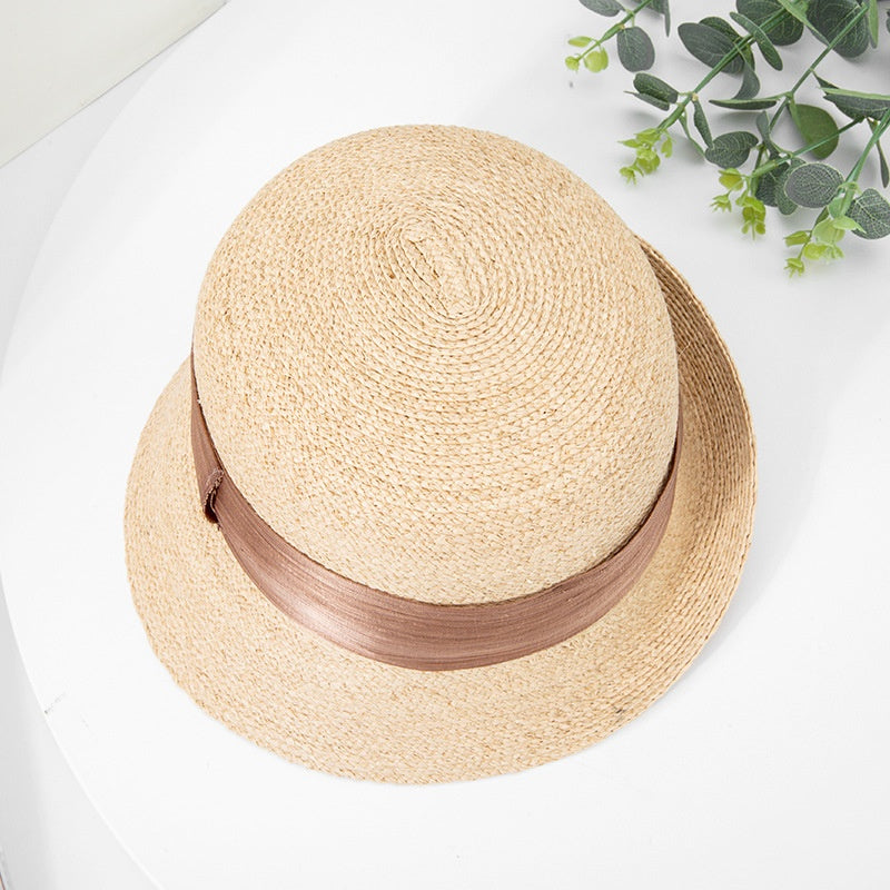 Simple Straw Hat Sun Hat with Webbing