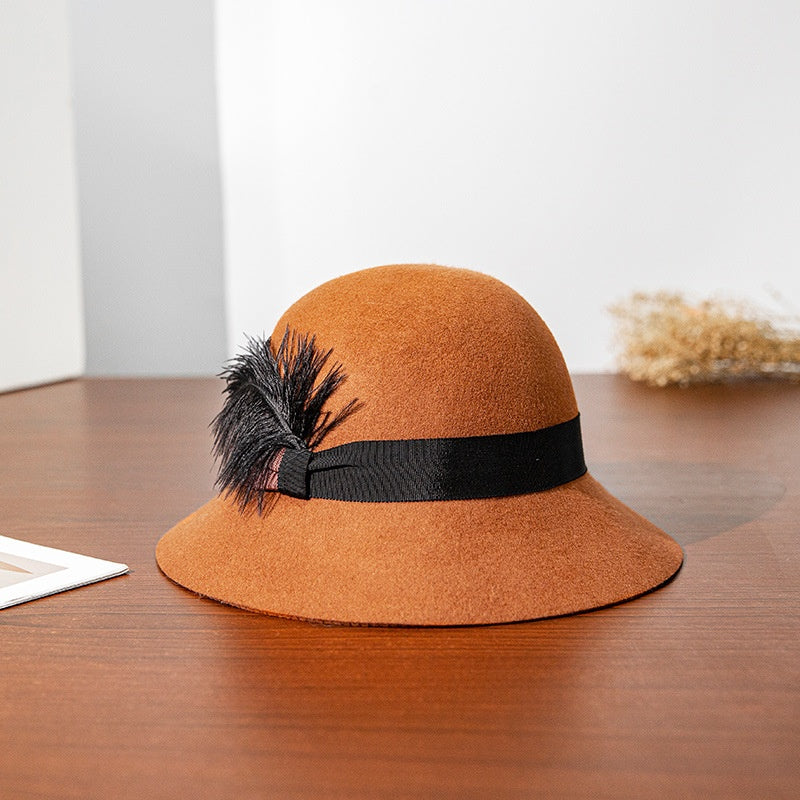 Felt Top Hat with Black Feather