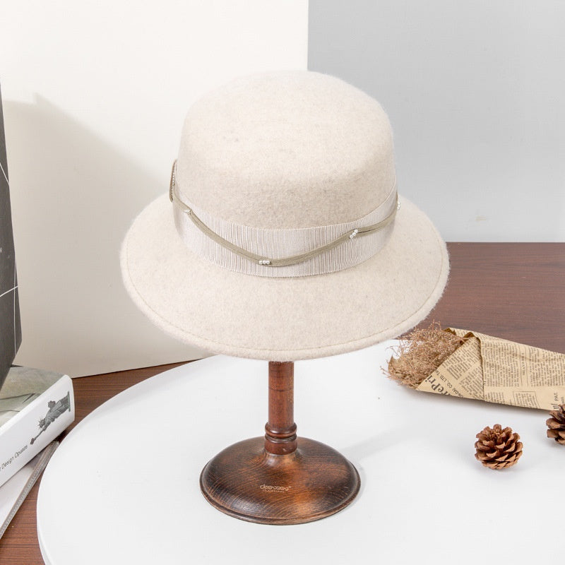 Felt Top Hat with Webbing and Pearl
