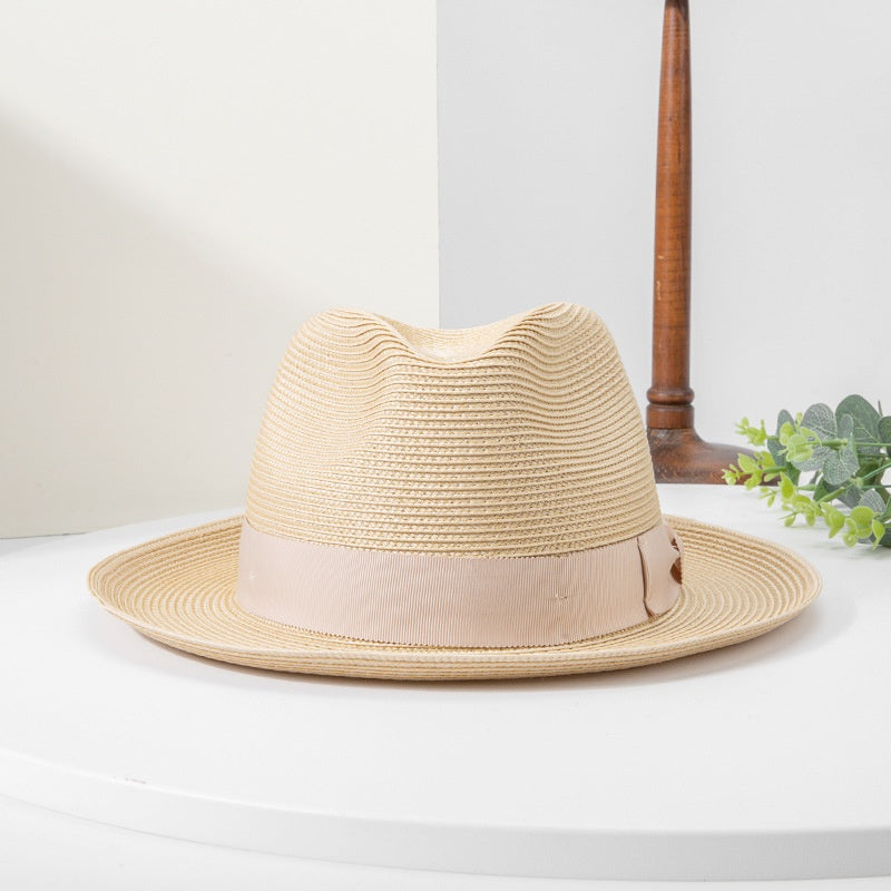Rolled Edge Top Hat Sun Hat with Bow Webbing