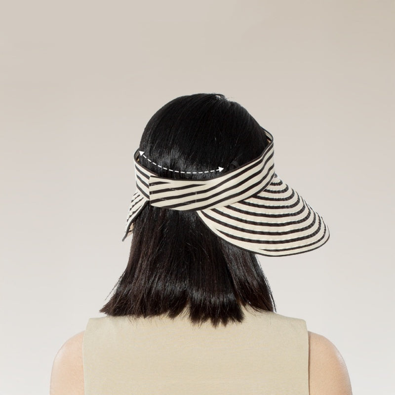 Foldable Striped Sun Hat with Empty Top