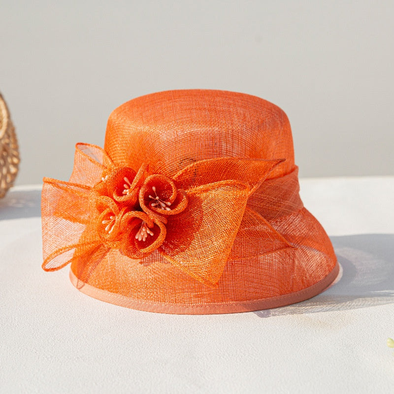Sun Hat with Flower and Bow Decorations
