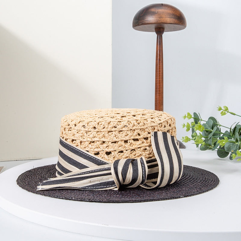 Hollow-carved Top Hat Sun Hat with Bow
