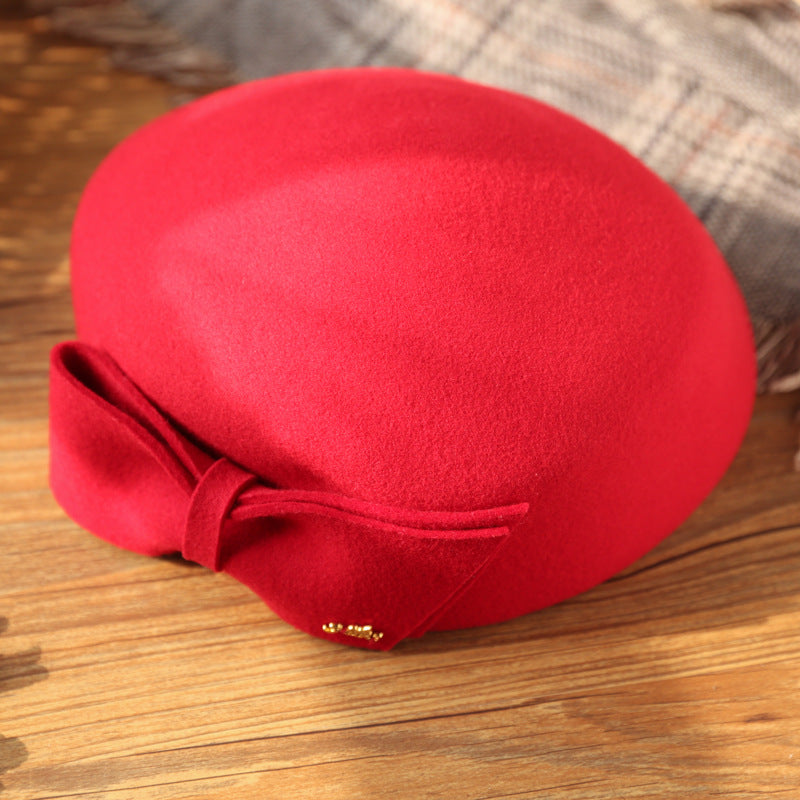 Simple Stewardess Beret with Bow