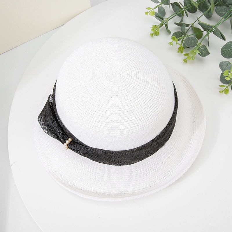 Straw Hat Bucket Hat with Bow