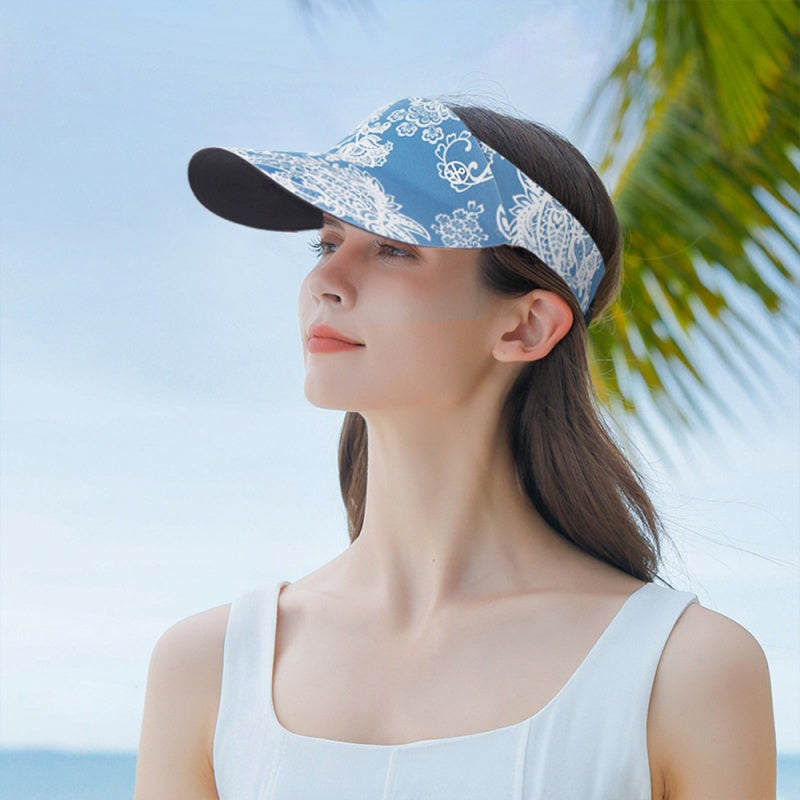 Quick-Drying Printed Sun Hat with Empty Top