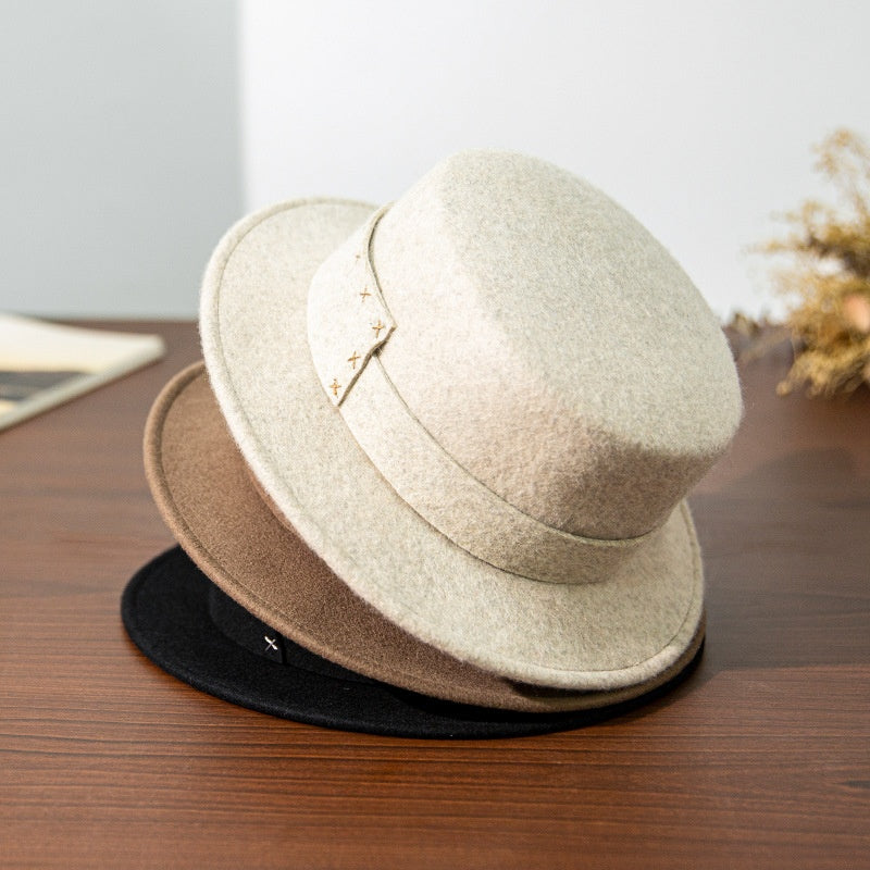 Felt Flat-topped Top Hat with Felt Bow