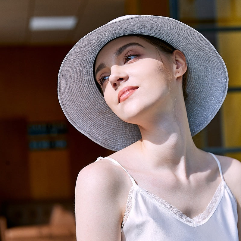 Straw Top Hat with Rose Pendant