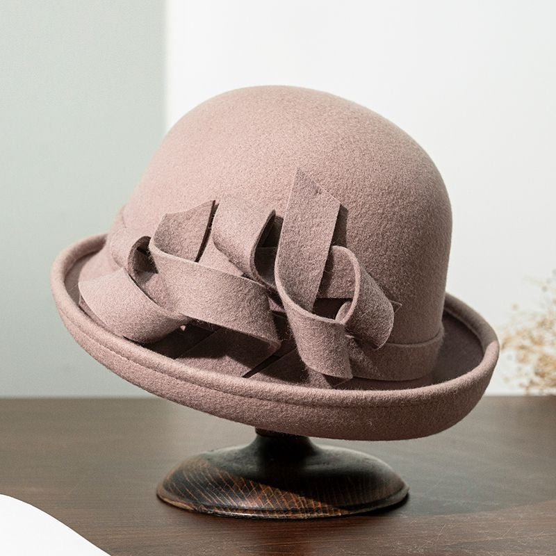 Felt Rolled Edge Top Hat with Felt Flower