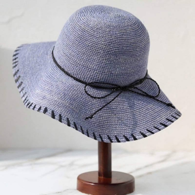 Straw Sun Hat with Black Bow String