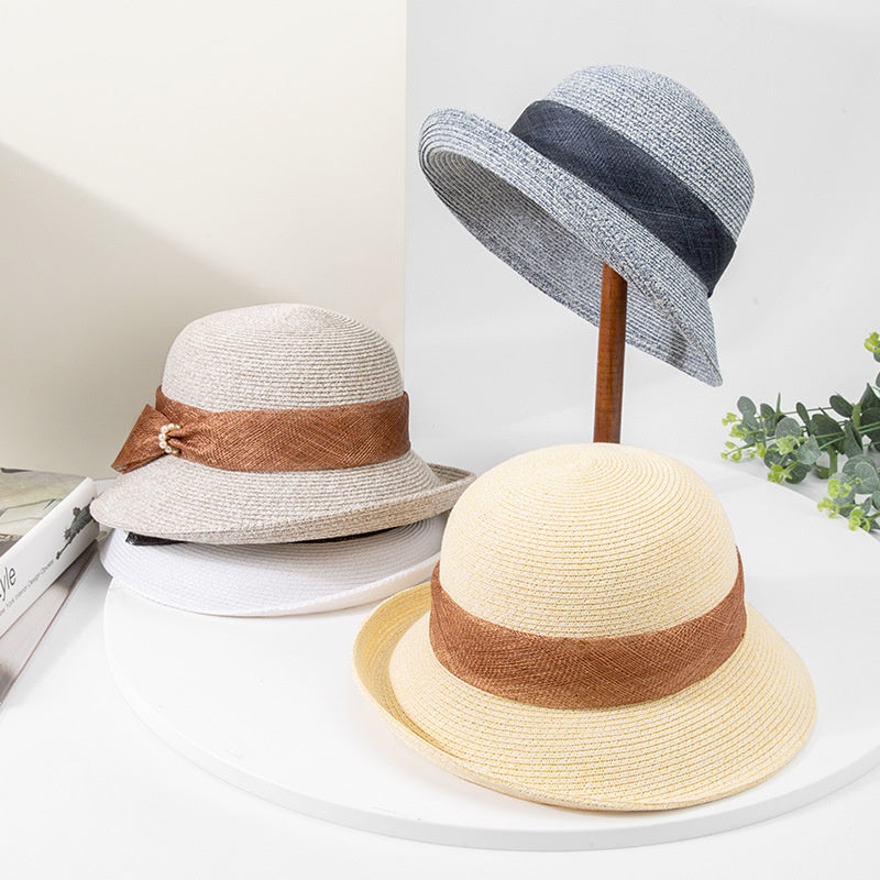 Straw Hat Bucket Hat with Bow