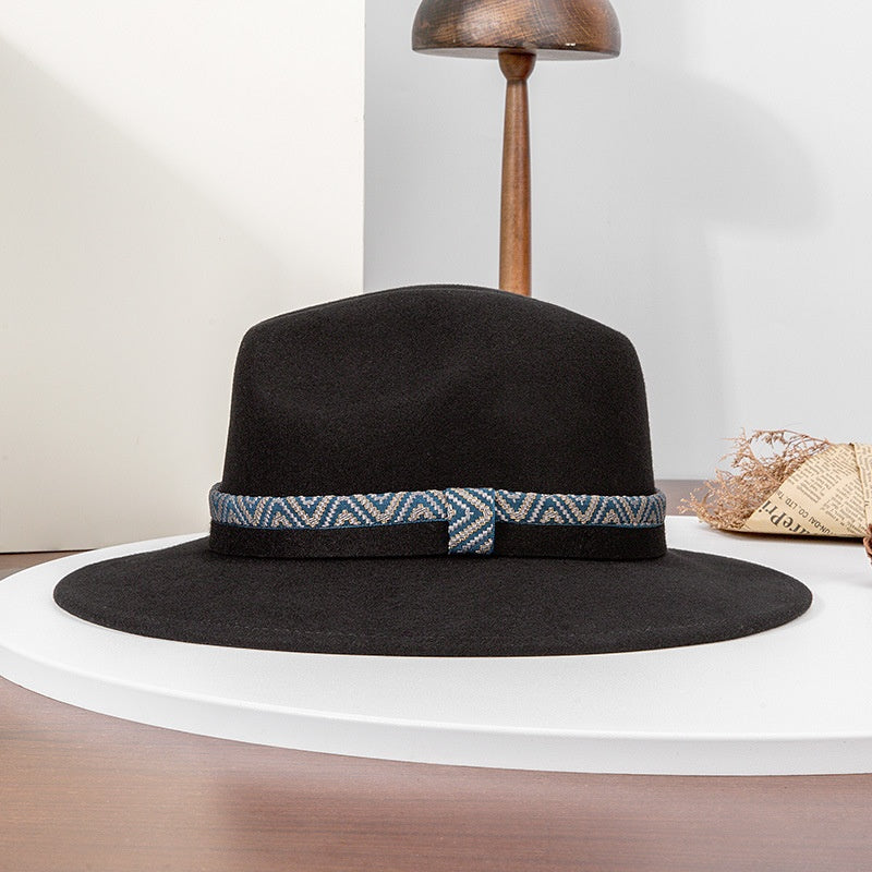 Felt Top Hat with Embroidered Webbing