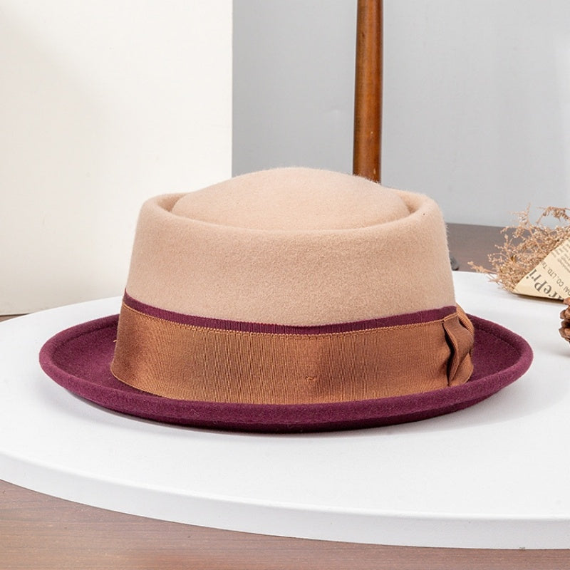 Felt Rolled-up Top Hat with Bow