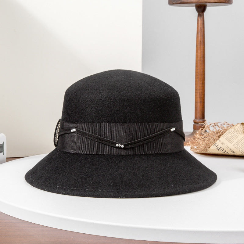 Felt Top Hat with Webbing and Pearl