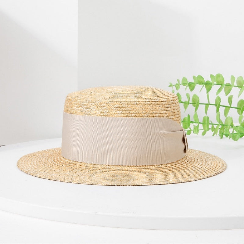 Straw Hat Sun Hat with Bow Cloth Webbing