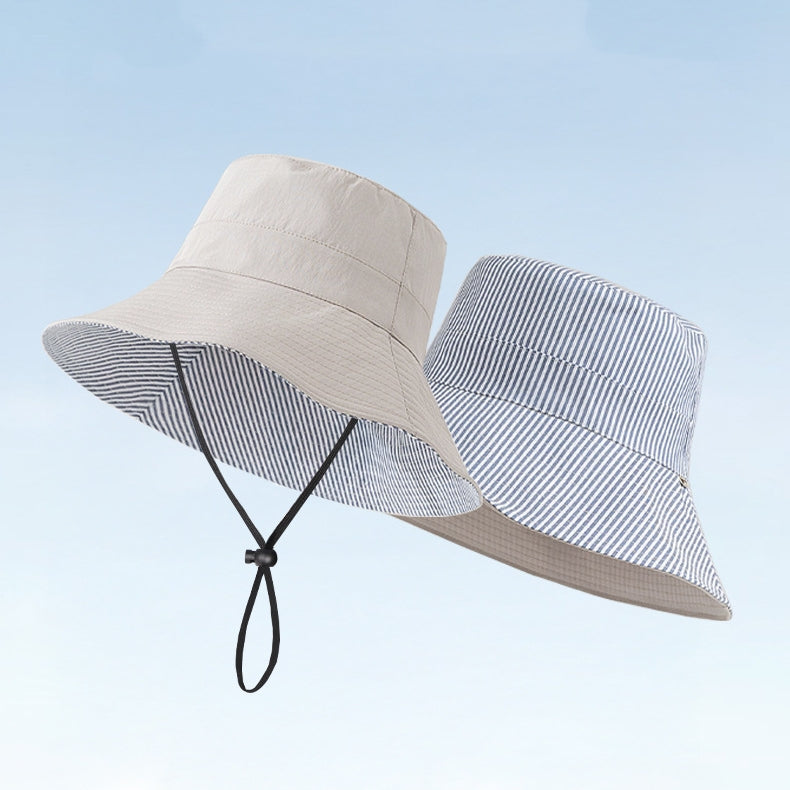 Double-Sided Striped Quick-Drying Sun Hat Bucket Hat