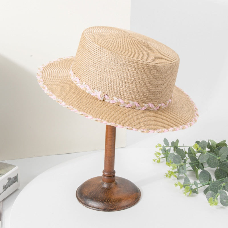 Bowler Hat Sun Hat with Colored Braided Rope