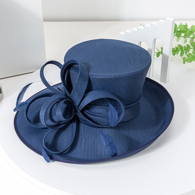 Top Hat Straw Hat with Floral Decoration
