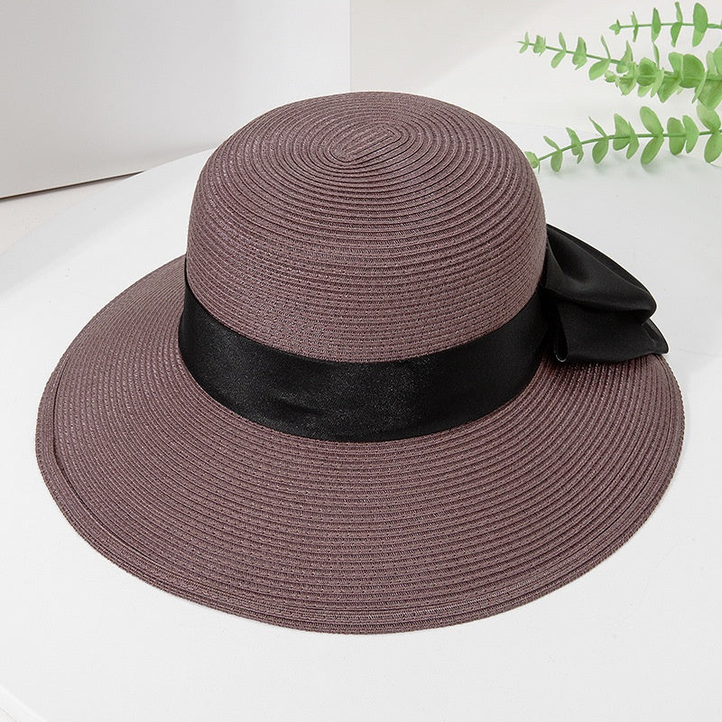 Straw Hat Sun Hat with Big Bow