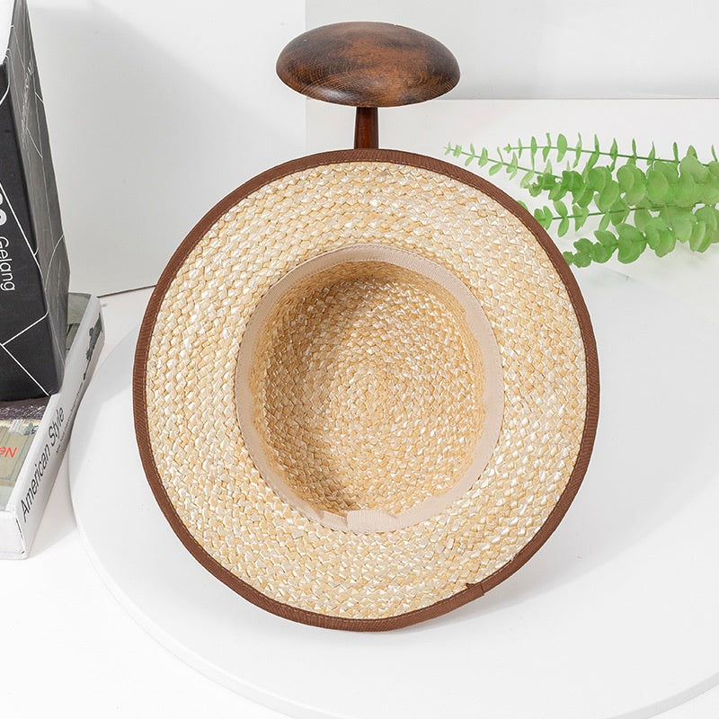 Straw Sun Hat with Brown Webbing