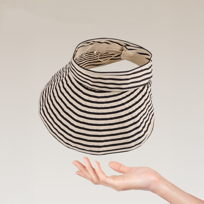 Foldable Striped Sun Hat with Empty Top