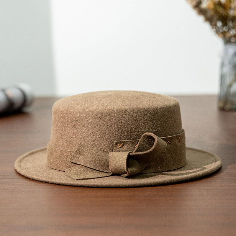 Felt Flat-topped Top Hat with Felt Bow