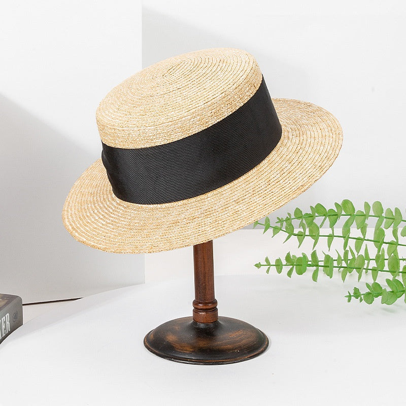 Straw Hat Sun Hat with Bow Cloth Webbing