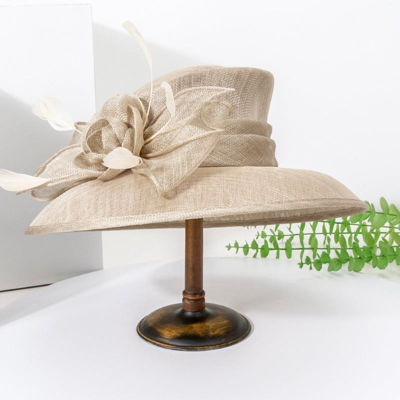 Top Hat Sun Hat with Flower and Bow Decorations