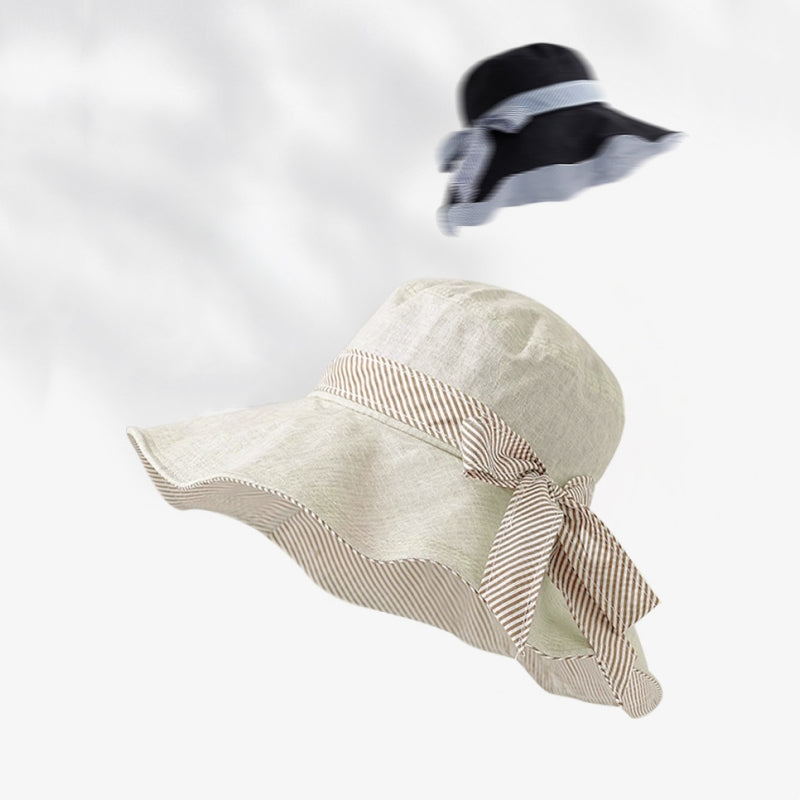 Striped Bow Sun Hat