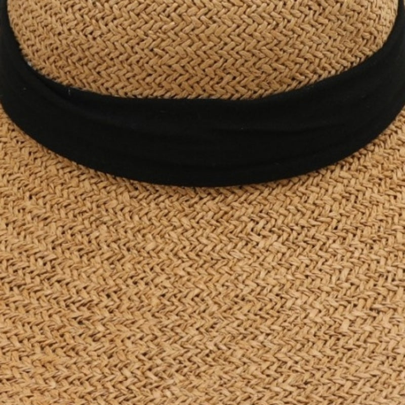 Straw Hat with Wide Brim and Big Bow