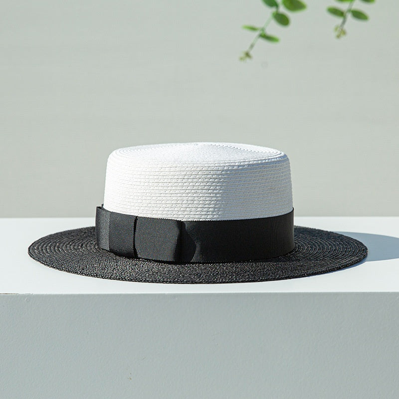 Top Hat Sun Hat Black Brim with Bow Webbing