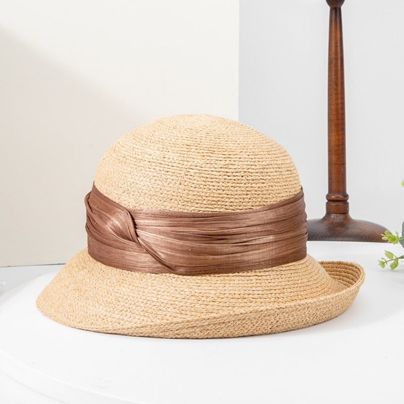 Straw Hat Sun Hat with Linen Webbing