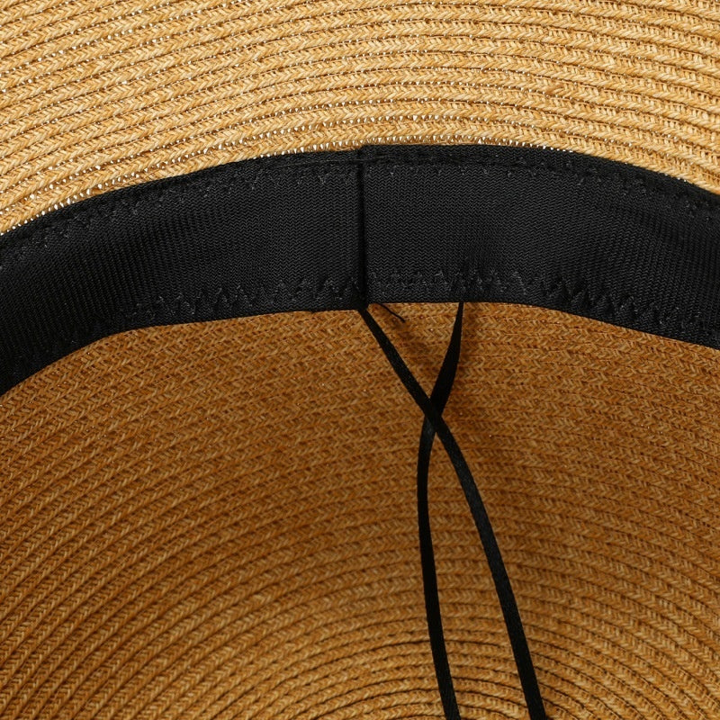 Straw Hat with Floral Lace Embroidery