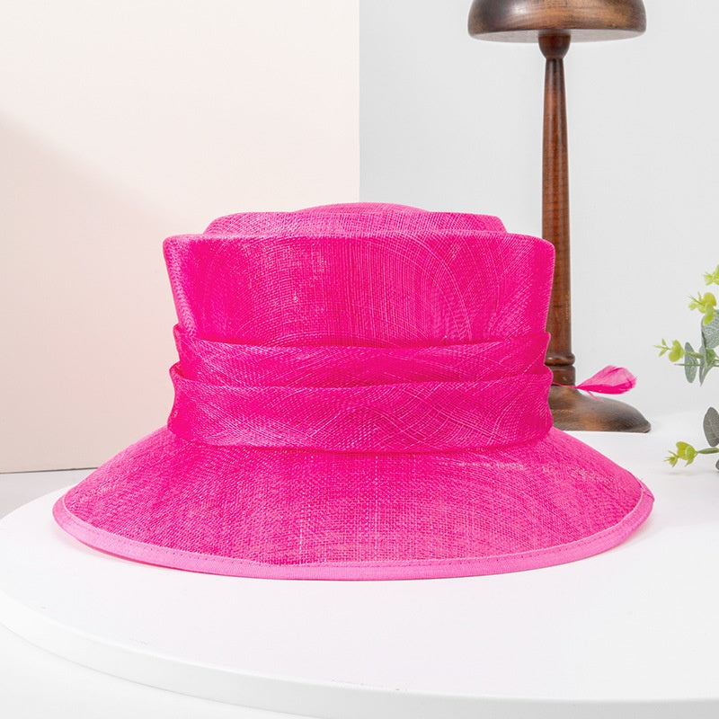 Linen Yarn Top Hat with Floral Decoration