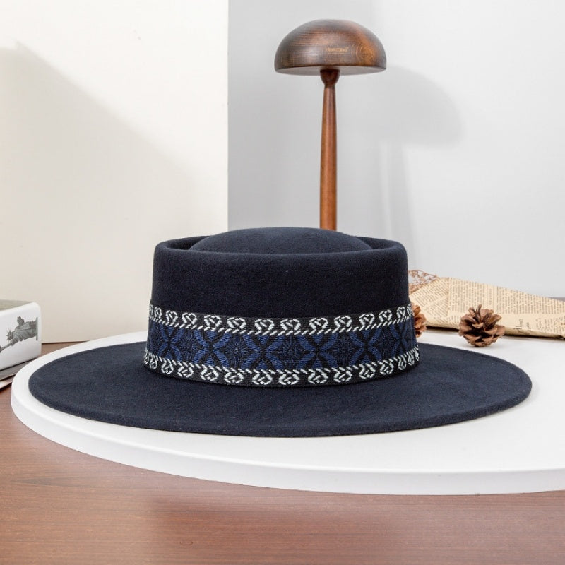 Felt Wide Brim Top Hats with Interwoven Line Splicing Webbing