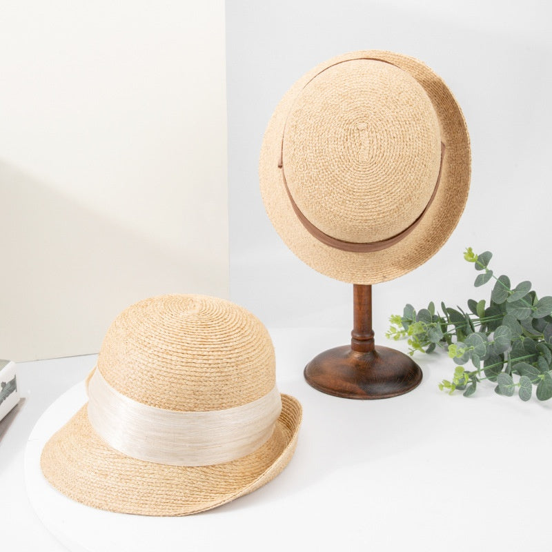 Simple Straw Hat Sun Hat with Webbing
