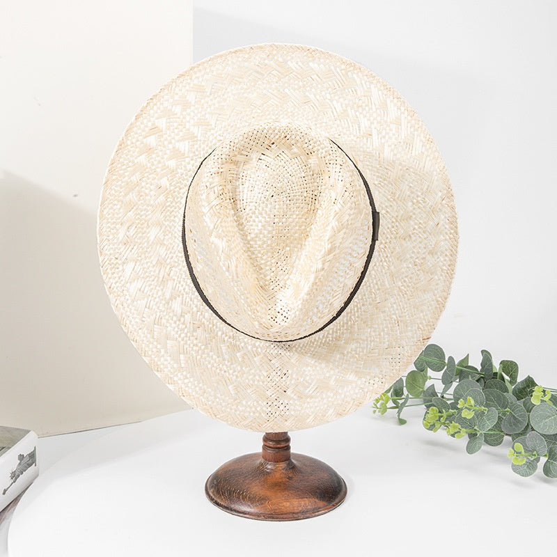 Sisal Top Hat with Black Decorative Ribbon
