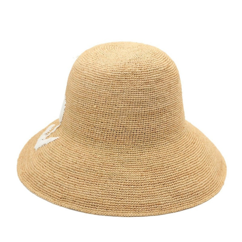 Straw Hat with Tulip Embroidery