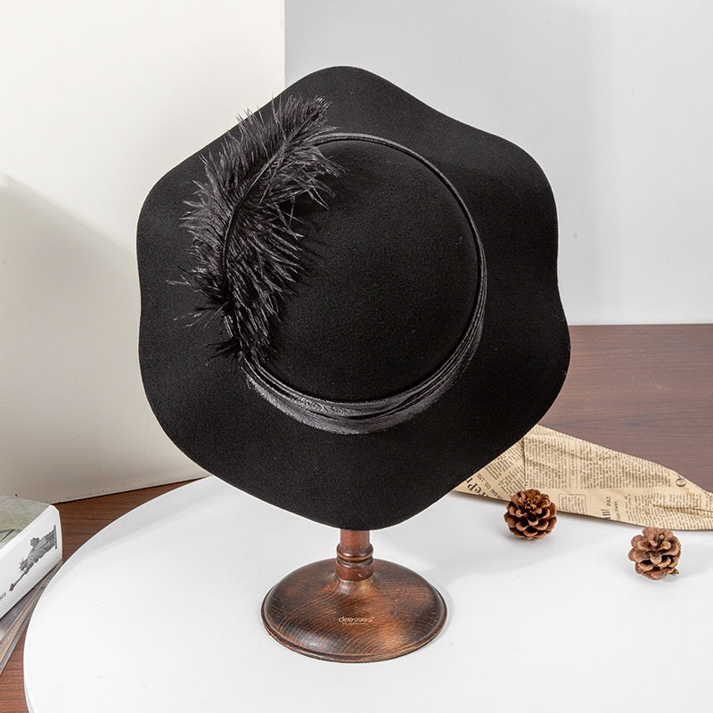 Felt Top Hat with Webbing and Feather