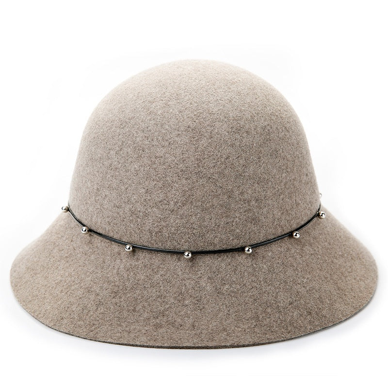Felt Top Hat with Metal Beads Decoration