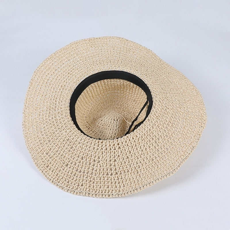 Foldable Straw Hat with Wide Brim