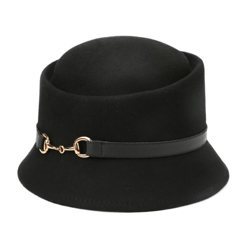 Felt Bucket Hat with Metal Buckle