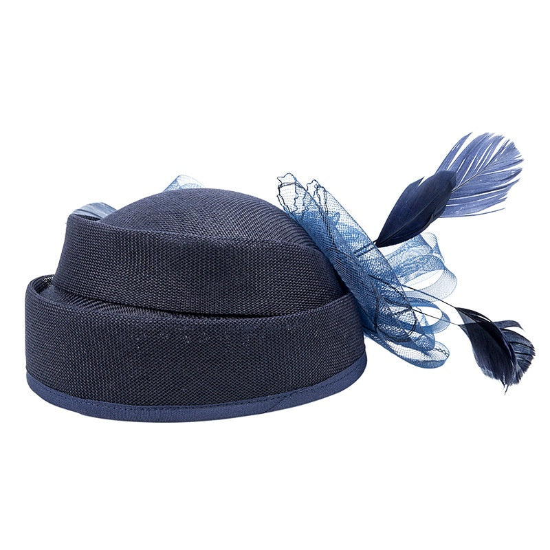 Top Hat Hair Accessory with Flower and Feather Decorations
