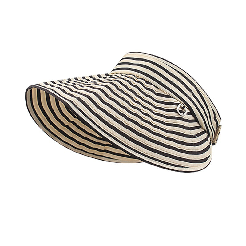 Foldable Striped Sun Hat with Empty Top