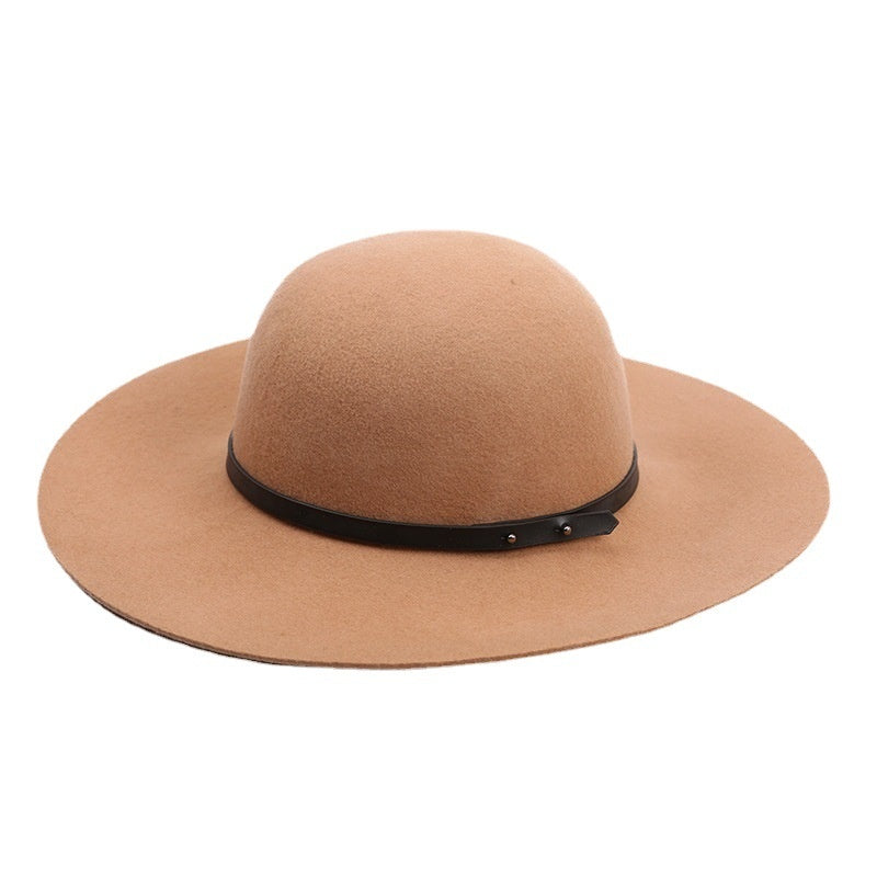 Felt Top Hat with Leather Decorative Ribbon