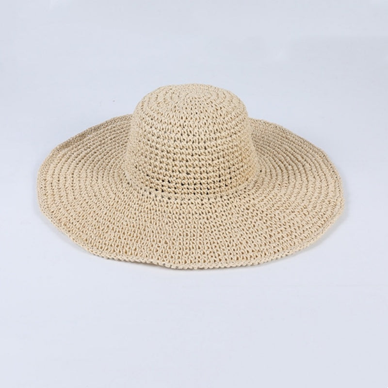 Foldable Straw Hat with Wide Brim