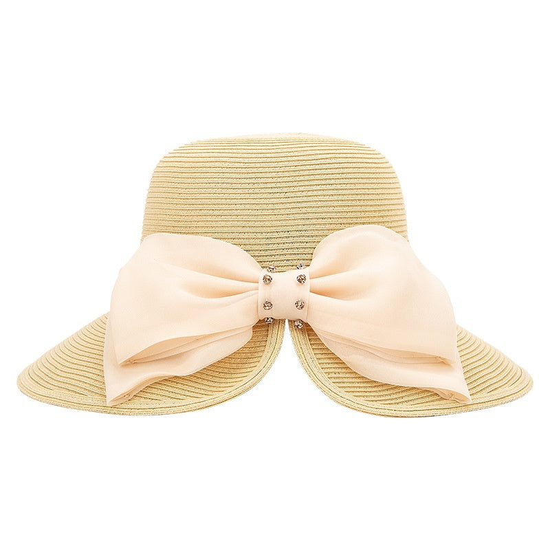 Straw Hat Sun Hat with Big Bow