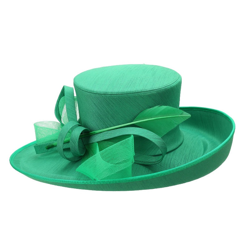 Top Hat Straw Hat with Feathers and Bows